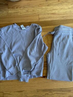 Jockey Ribbed Sweatshirt and Jogger Set in Light Lavender